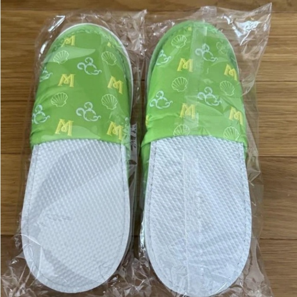 Green and White Slippers